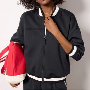 Evereve Black Bomber Jacket with Contrast Trim